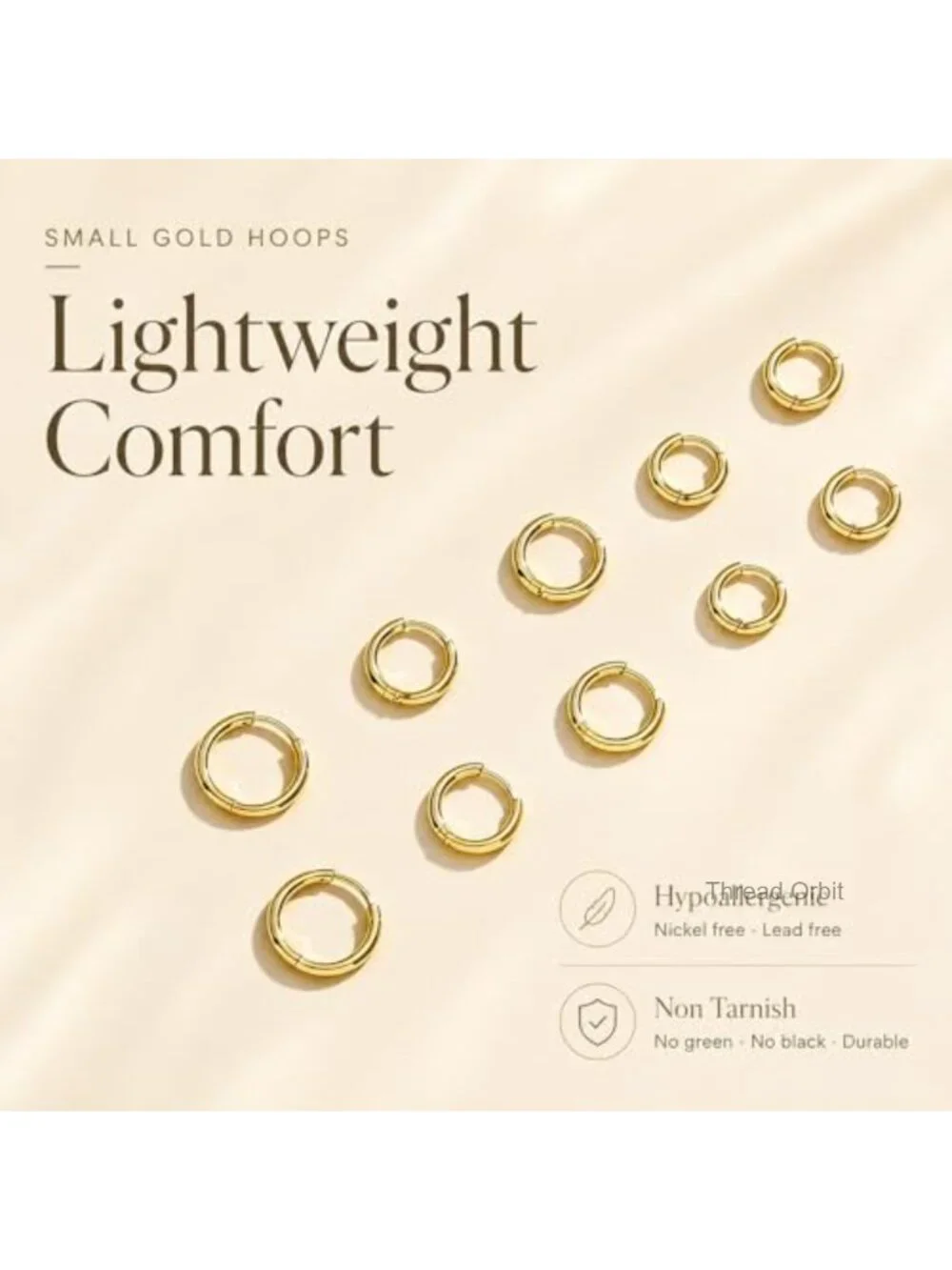 14K Gold Plated Hoop Earrings Set Hypoallergenic Stackable CZ Studs